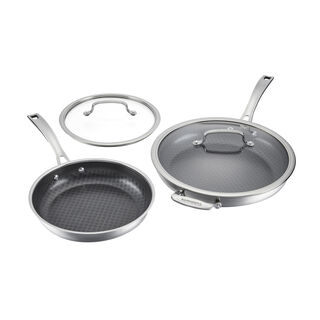 FusionPlus® Hybrid 4pc Skillet Set– 10” with Lid & 12” with Lid