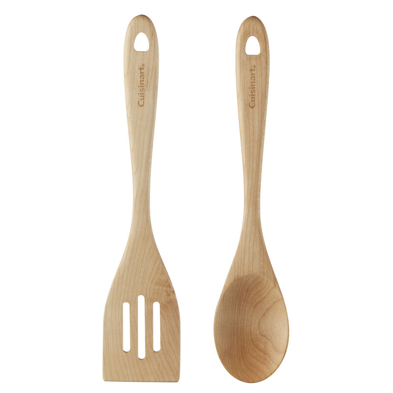GreenGourmet Maple Wood 2-Pc Tool Set (Slotted Turner & Solid Spoon)