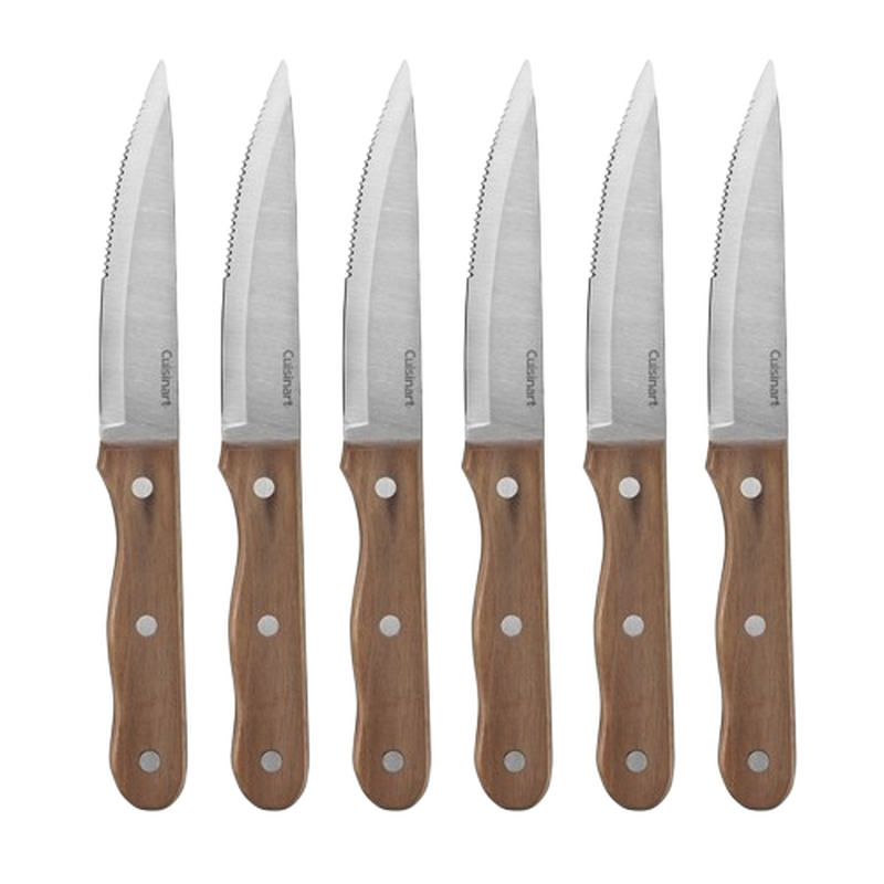 6 Piece Triple Rivet Walnut Steak Knife Set